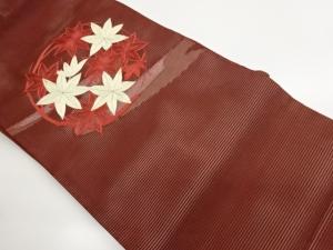 絽紅葉に輪模様刺繍名古屋帯